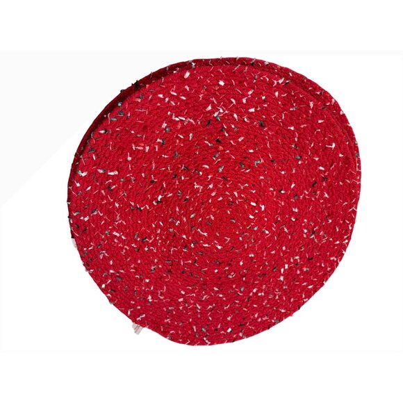 6 The Farmhouse Rachel Ashwell Red Round Braided Placemats holiday table top - Picture 1 of 9